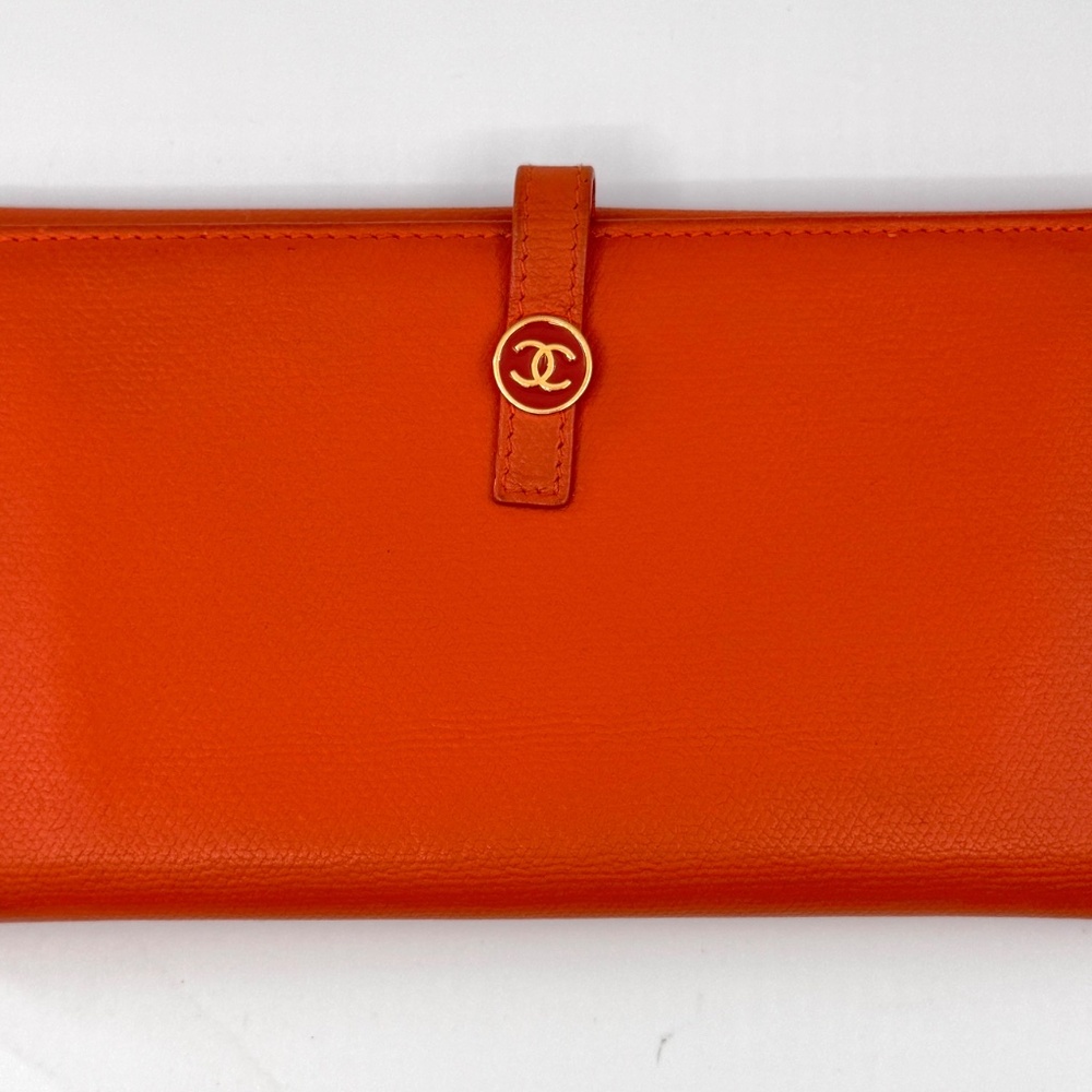 Authentic Chanel Coco Button Wallet, Orange Color… - image 1